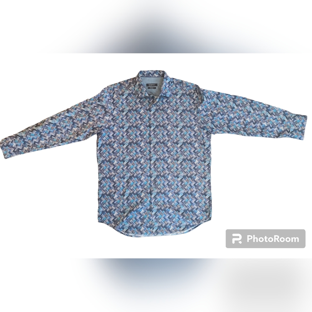 Genuine Bugatchi Mens Long Sleeve Button Down Shirt Classic Fit Weaved Size XL